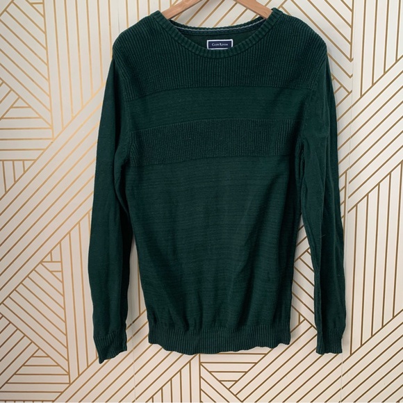 🍀 3/$30 Club Room Textured Cotton Crewneck Sweater Small Pine Grove Green ribbed - Picture 10 of 12